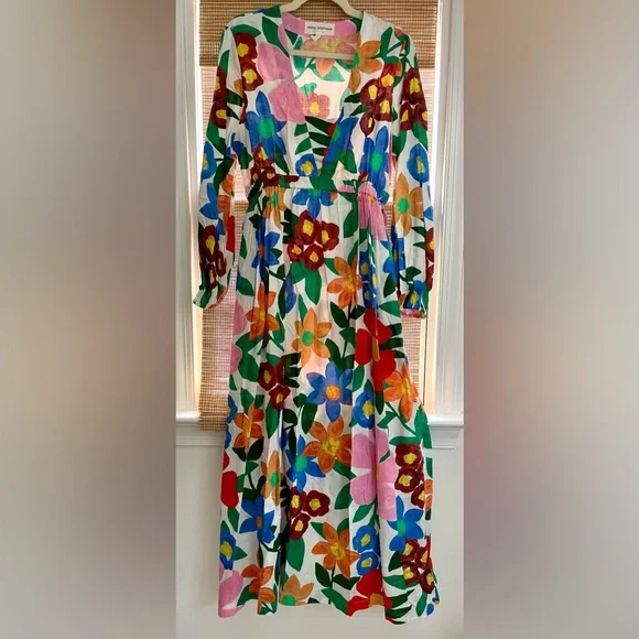 Mara Hoffman Luna Flora Maxi Dress Size Large L FLAWS - Picture 4 of 11